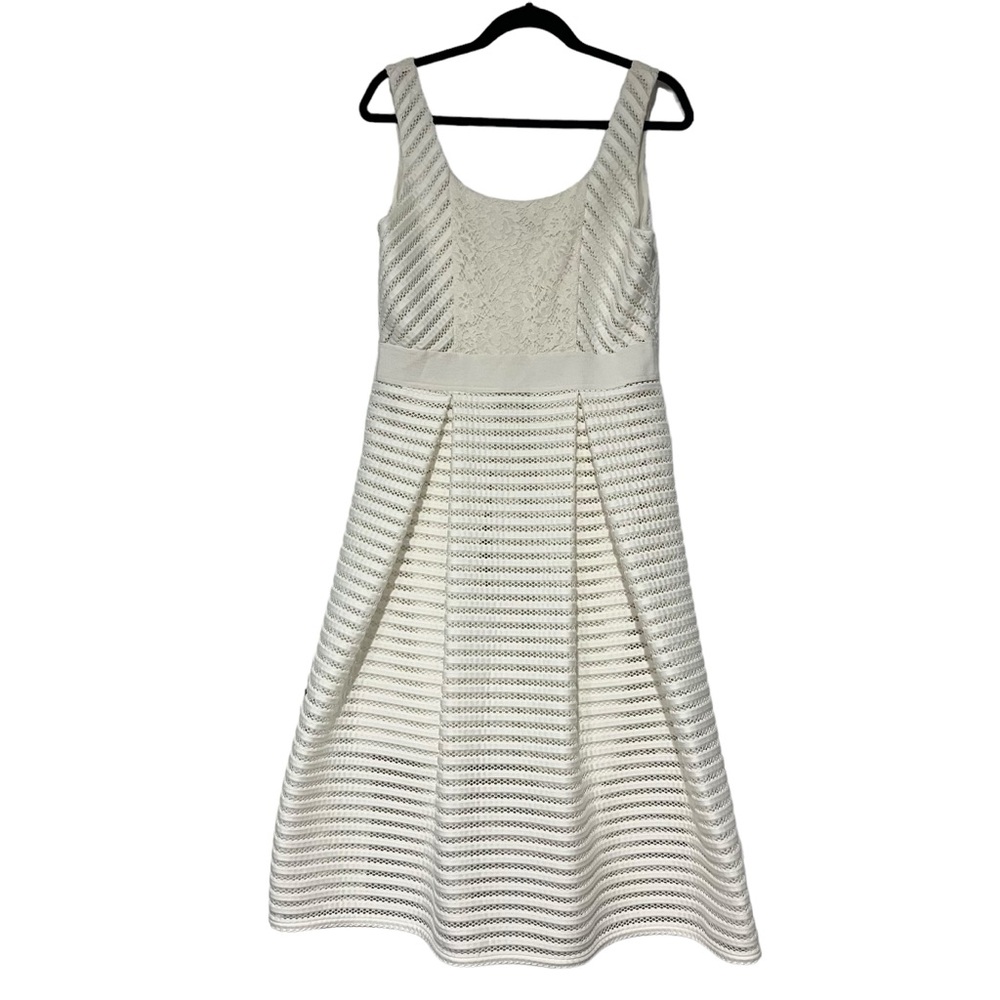 Donna Morgan Cocktail A Line Flare Dress Eyelet White Lace Size 12
